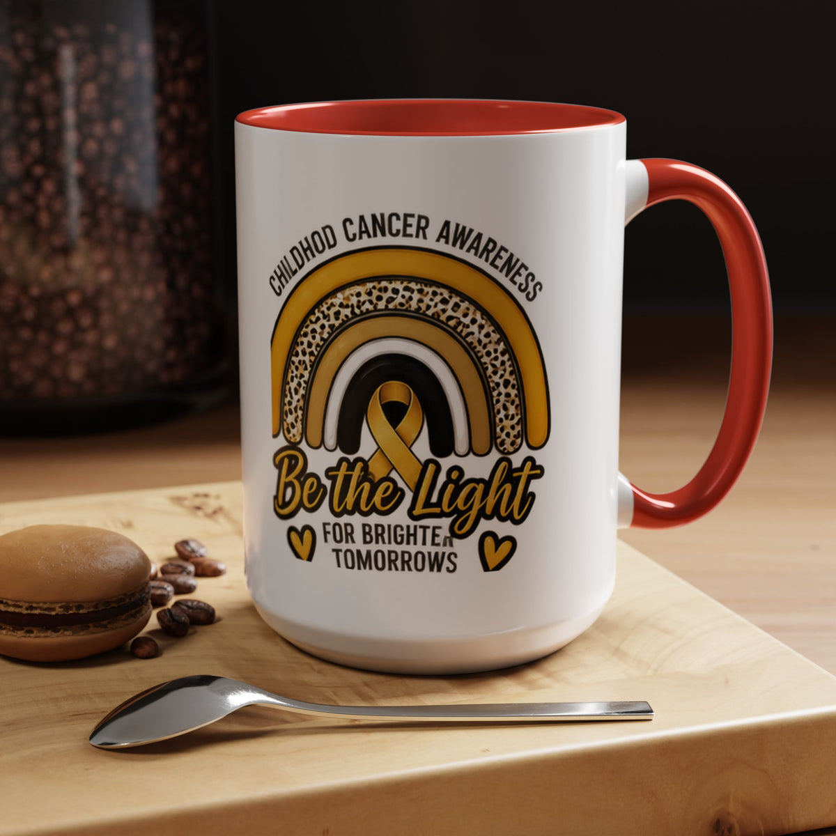 Childhood Cancer Awareness Accent Coffee Mug — "Be the Light" 11/15oz