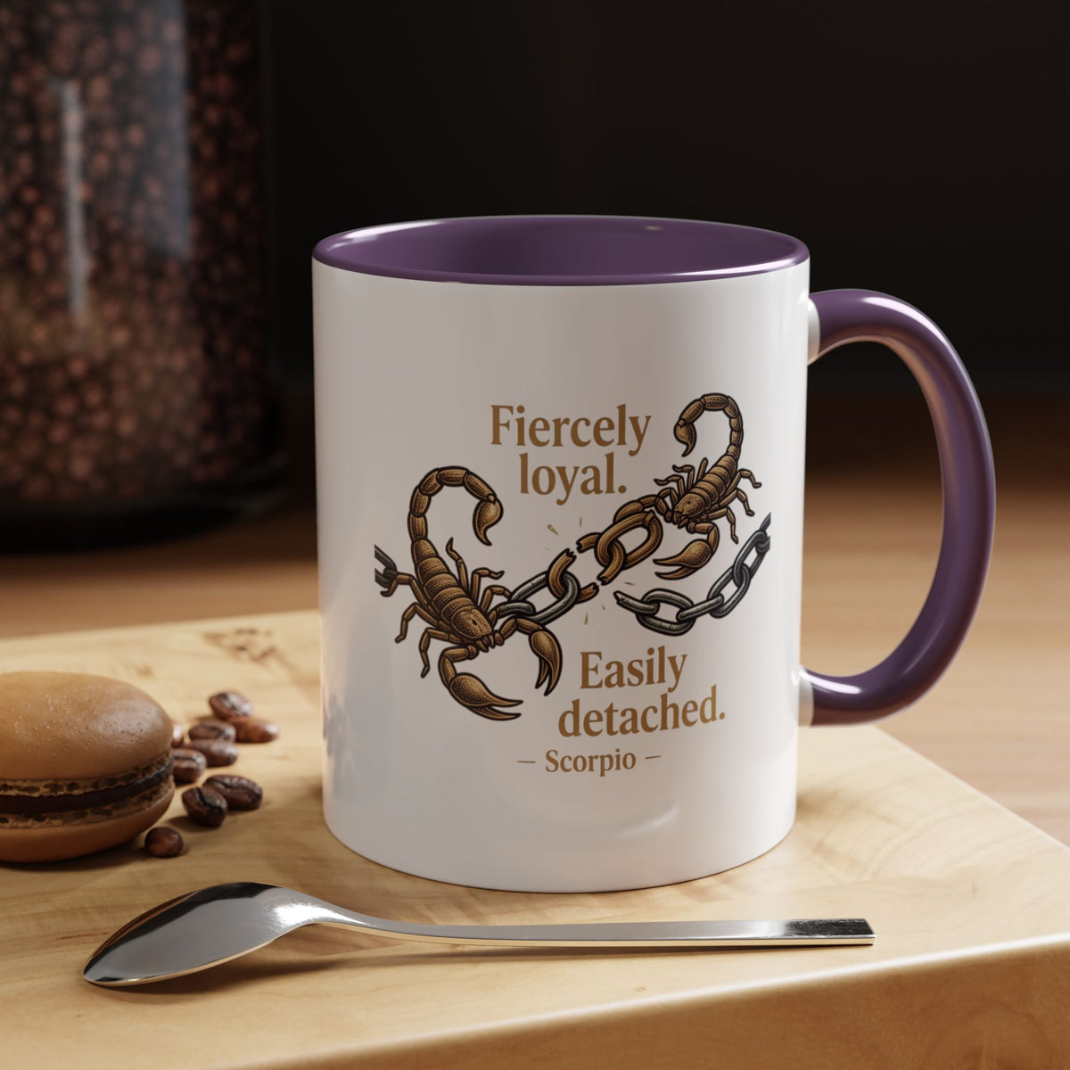 Scorpio Mug — "Fiercely Loyal. Easily Detached." Zodiac Coffee Cup