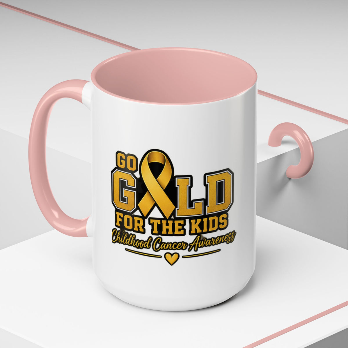 Gold For The Kids Coffee Mug — Childhood Cancer Awareness Accent Mug (11/15oz)
