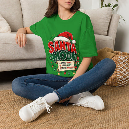 Santa Mode T-Shirt — Holiday Christmas Graphic Tee with Santa Hat