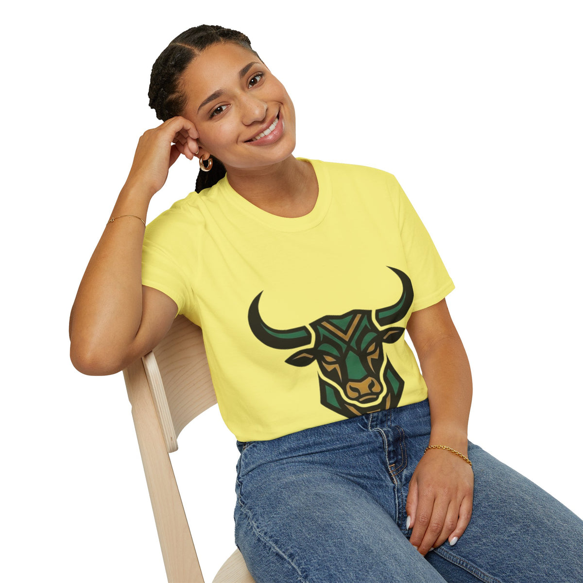 Taurus Bull Head T-Shirt — Geometric Tribal Bull Graphic Tee