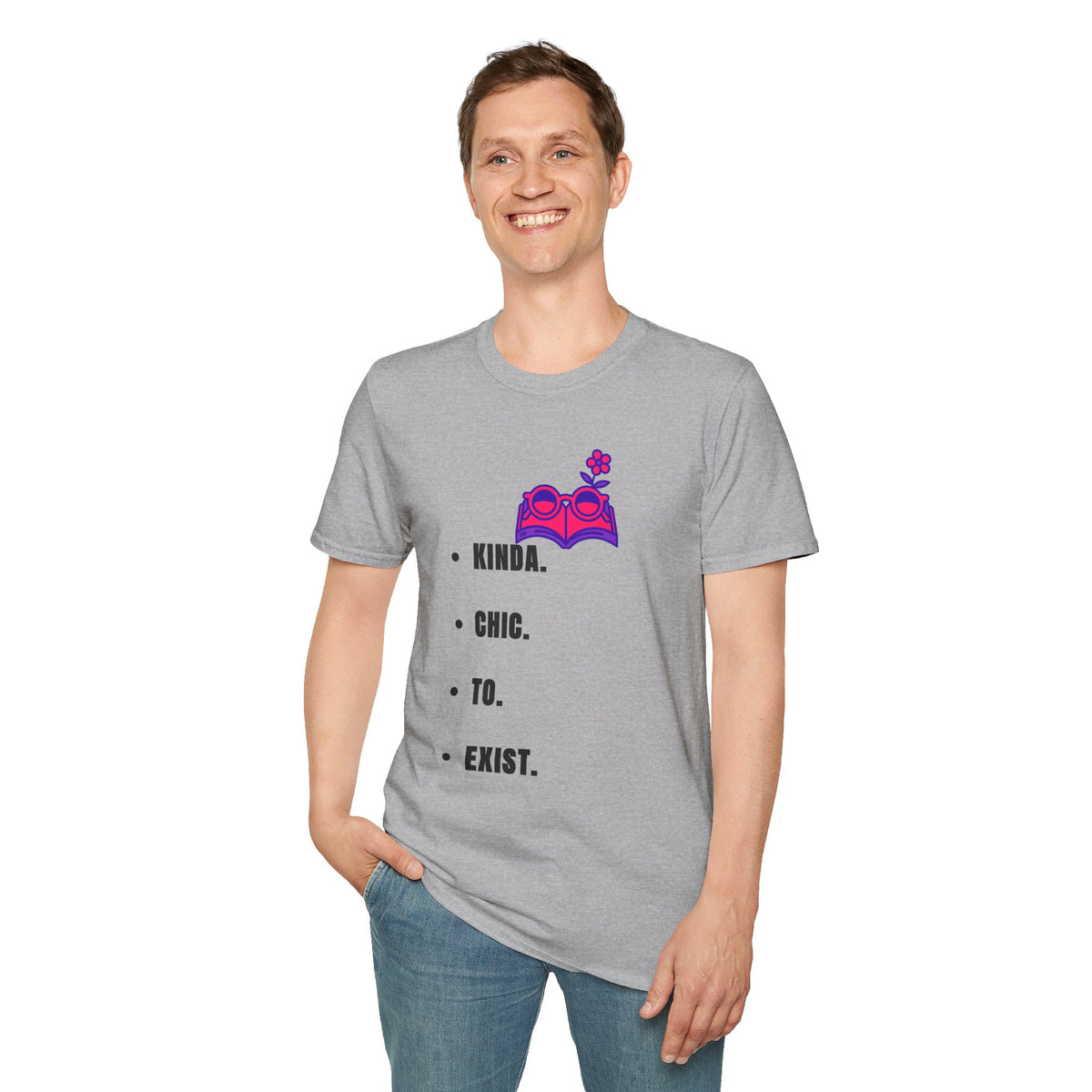 T-Shirt — "Kinda. Chill. To. Exist." Minimal Book & Flower Graphic Tee - Trending Now - September 2026