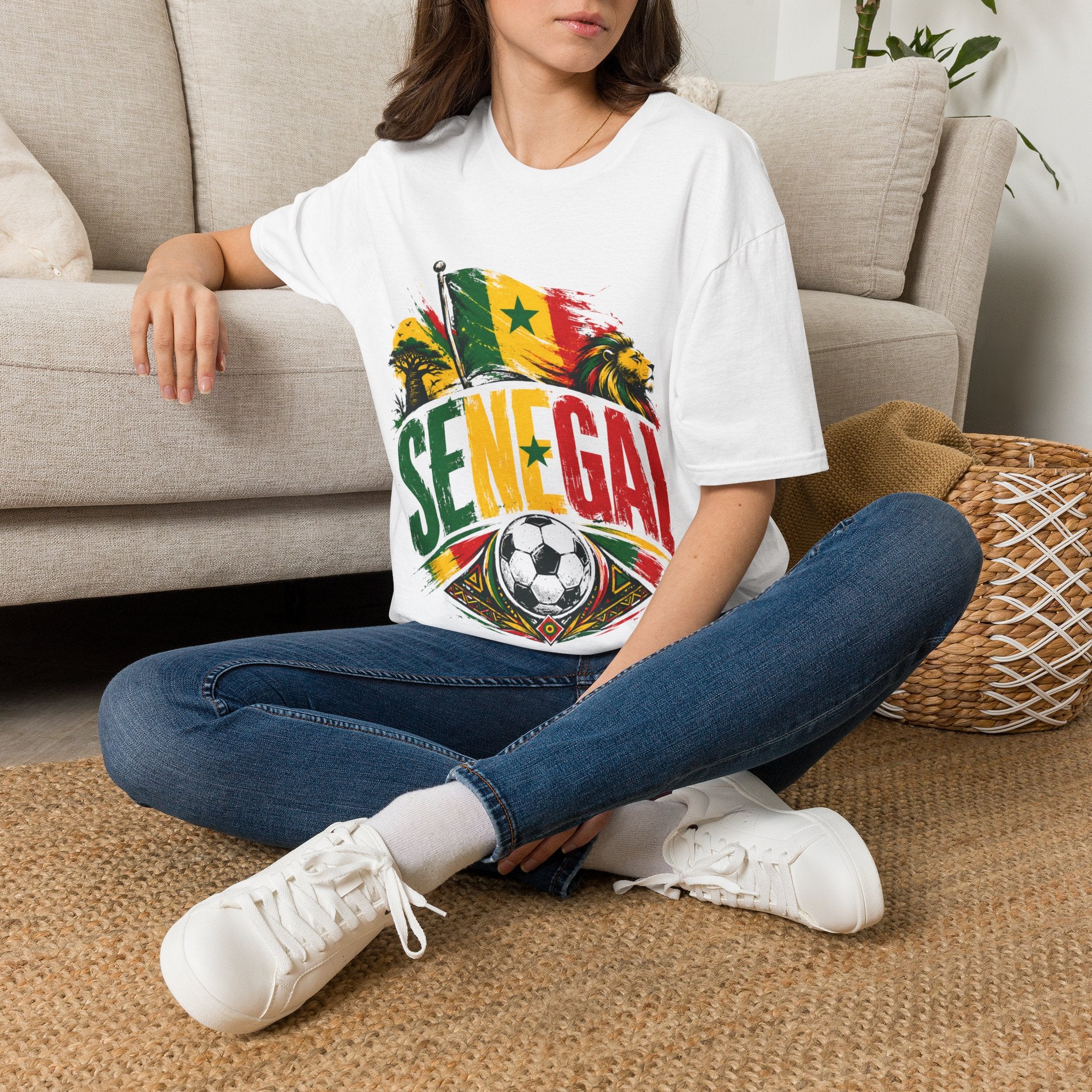 Senegal Flag Soccer T-Shirt — Lion & Football Pride Tee