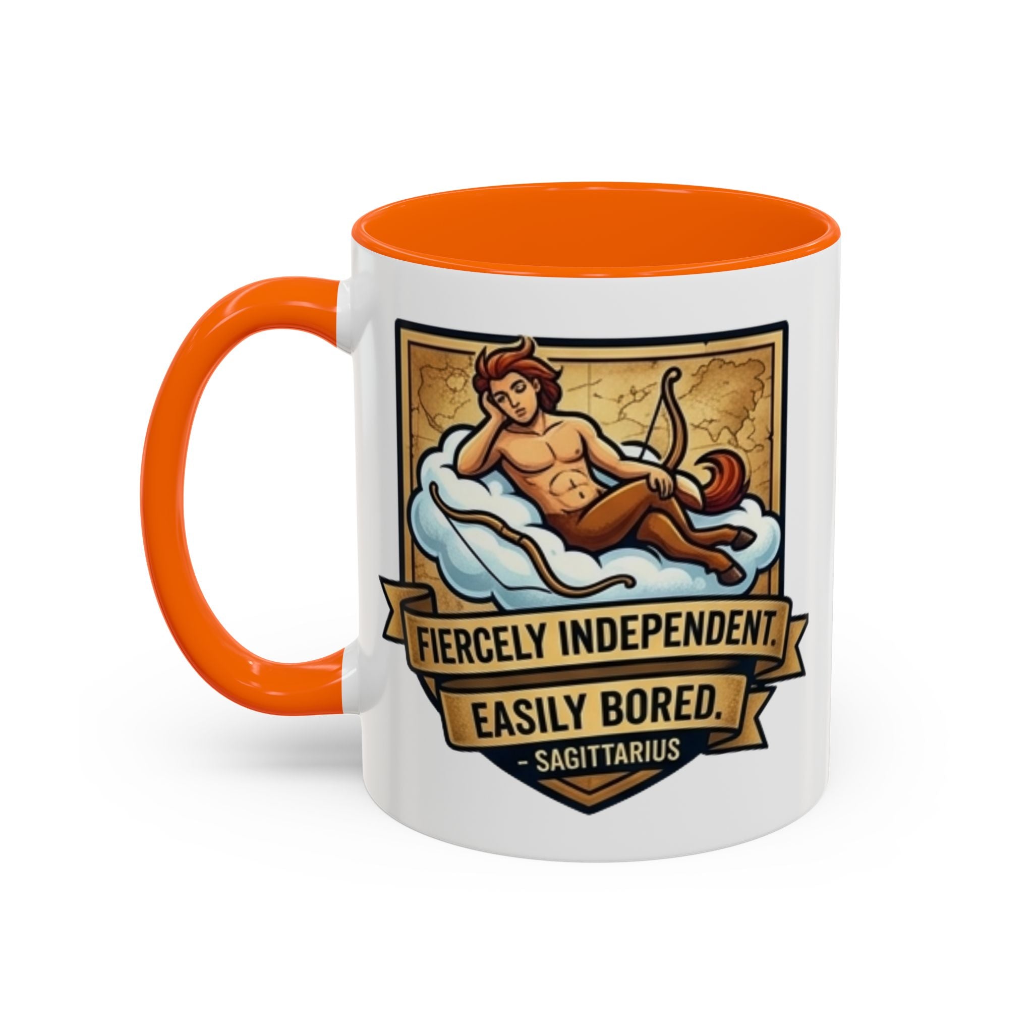 Sagittarius Coffee Mug — "Fiercely Independent, Easily Bored" Zodiac Accent Mug (11/15 oz)