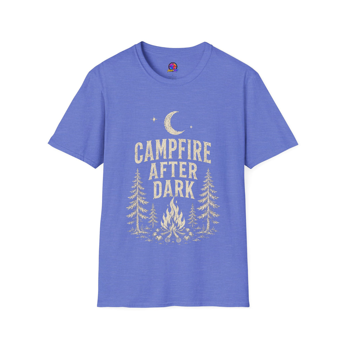 Campfire After Dark T-Shirt — Vintage Moon & Pine Camping Tee