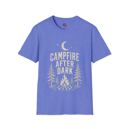Campfire After Dark T-Shirt — Vintage Moon & Pine Camping Tee
