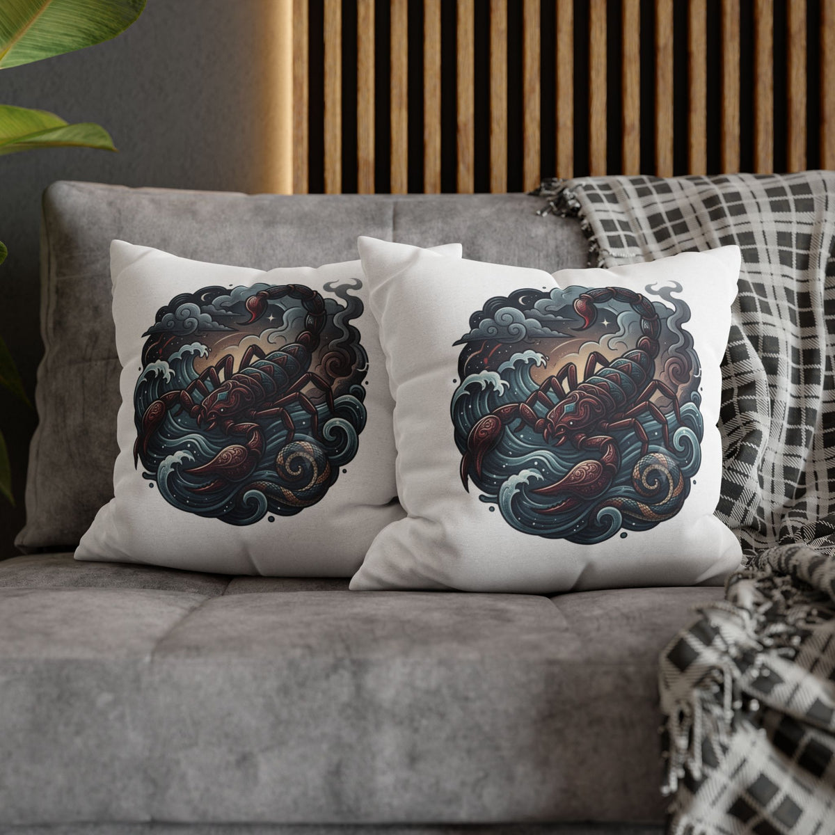 Scorpion Wave Decorative Pillowcase — Zodiac Scorpio Throw Pillow Cover