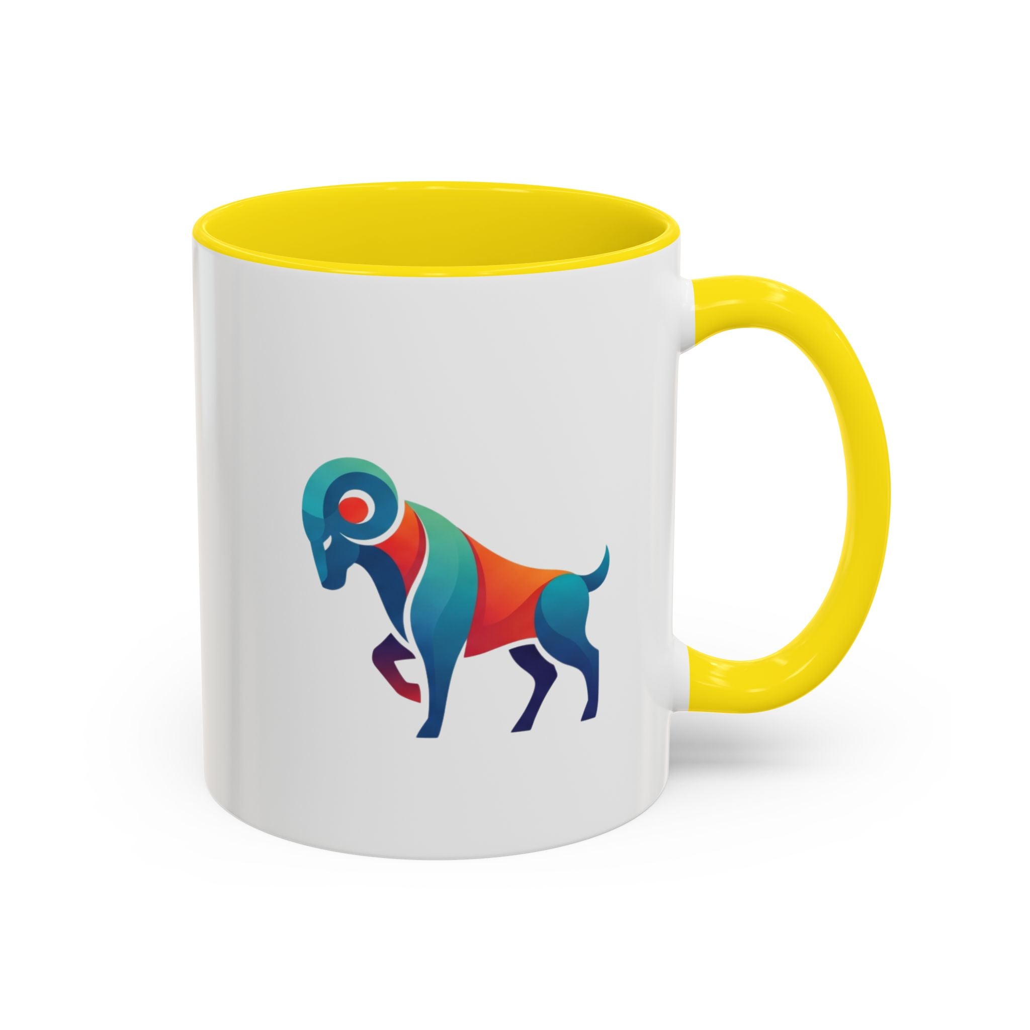 Colorful Ram Accent Coffee Mug — Geometric Zodiac Aries Design