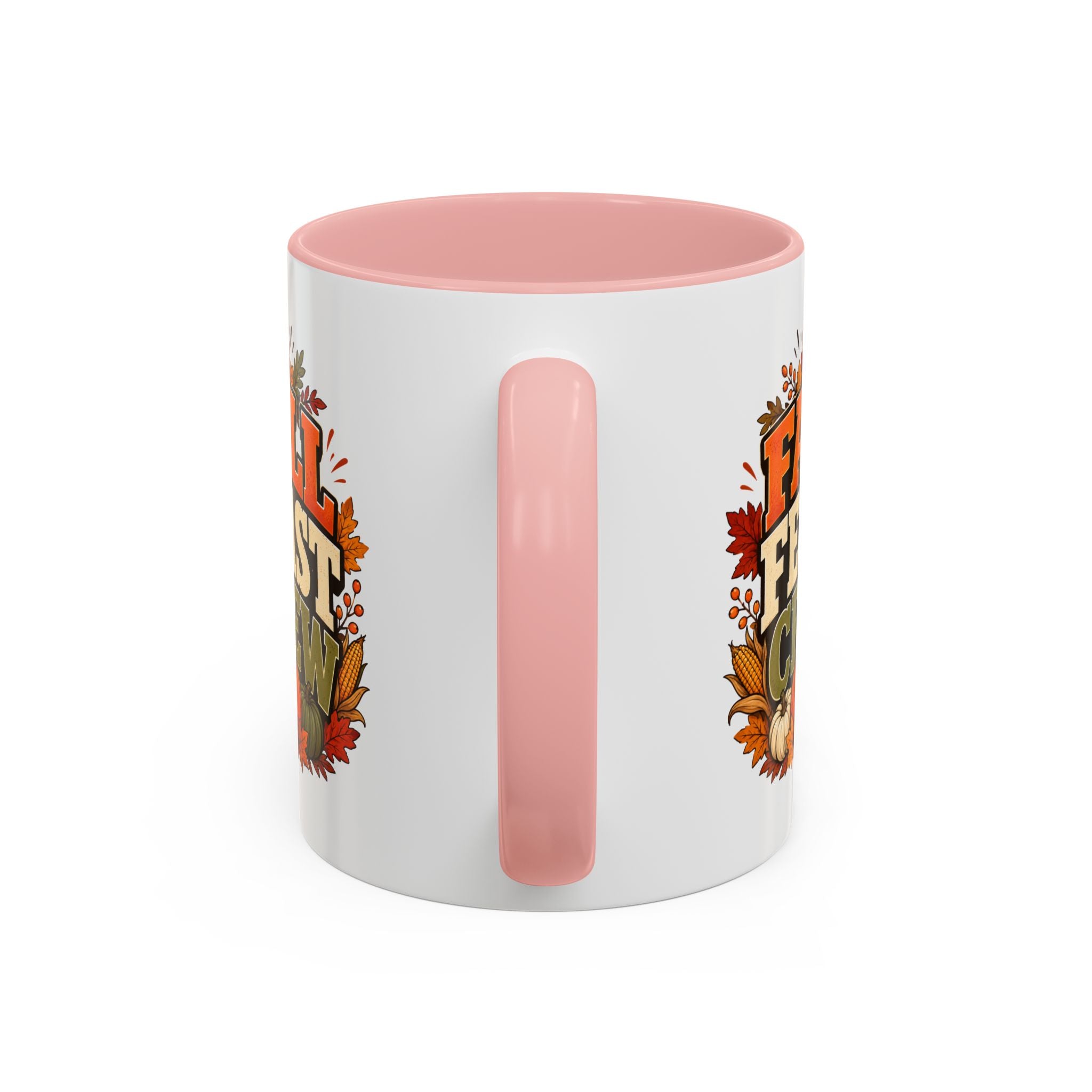 Thanksgiving Mug Fall Feast Crew Coffee Mug — Thanksgiving Pumpkin Autumn Leaves Accent Mug