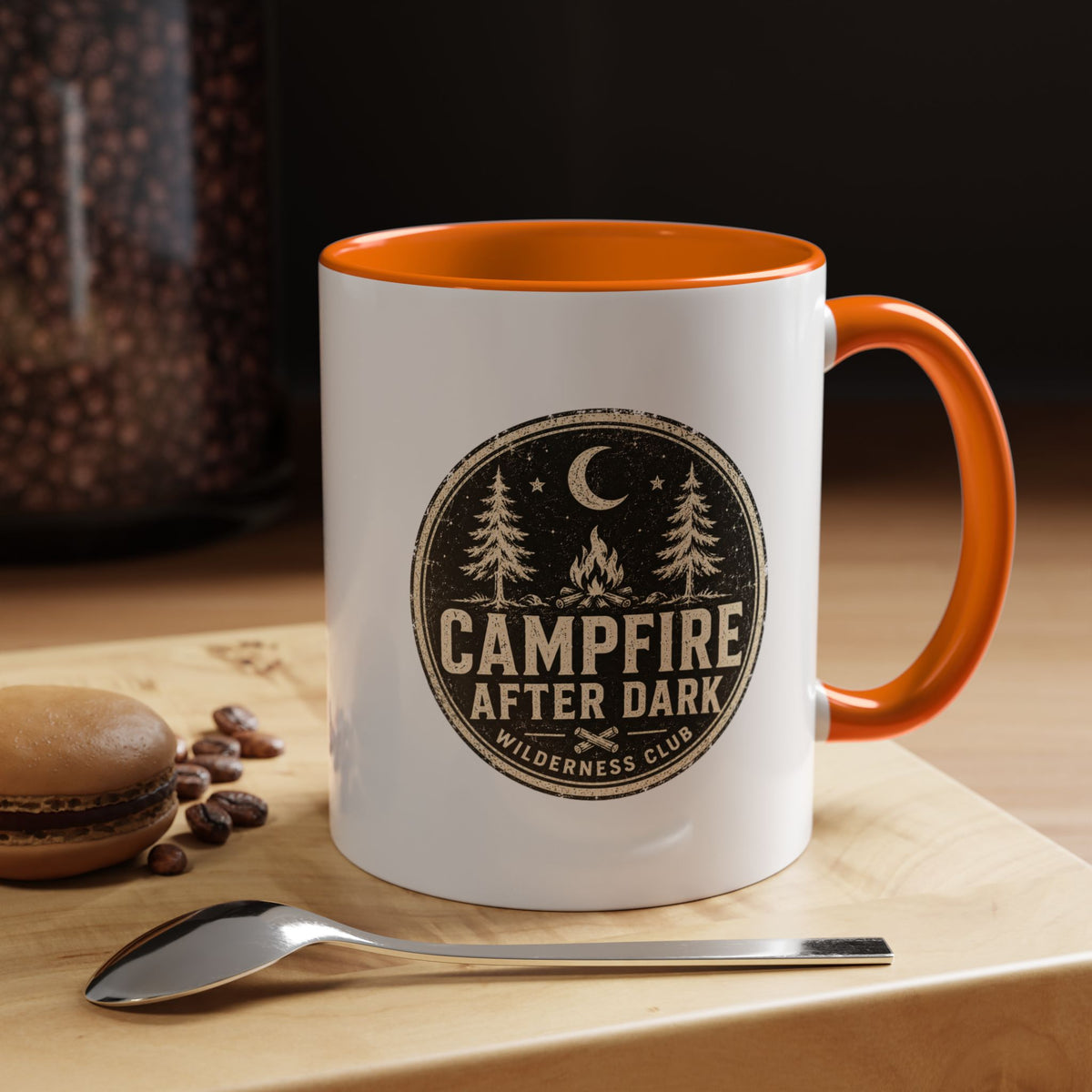 Milo Bailey Dog Dad Mom Campfire After Dark Accent Coffee Mug — Rustic Camping Coffee Cup
