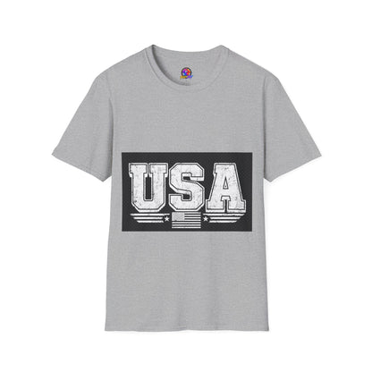 USA Vintage Block T-Shirt — Patriotic Americana Graphic Tee