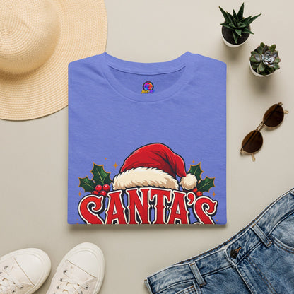 Santa's Favorite T-Shirt — Festive Christmas Tee with Santa Hat & Holly