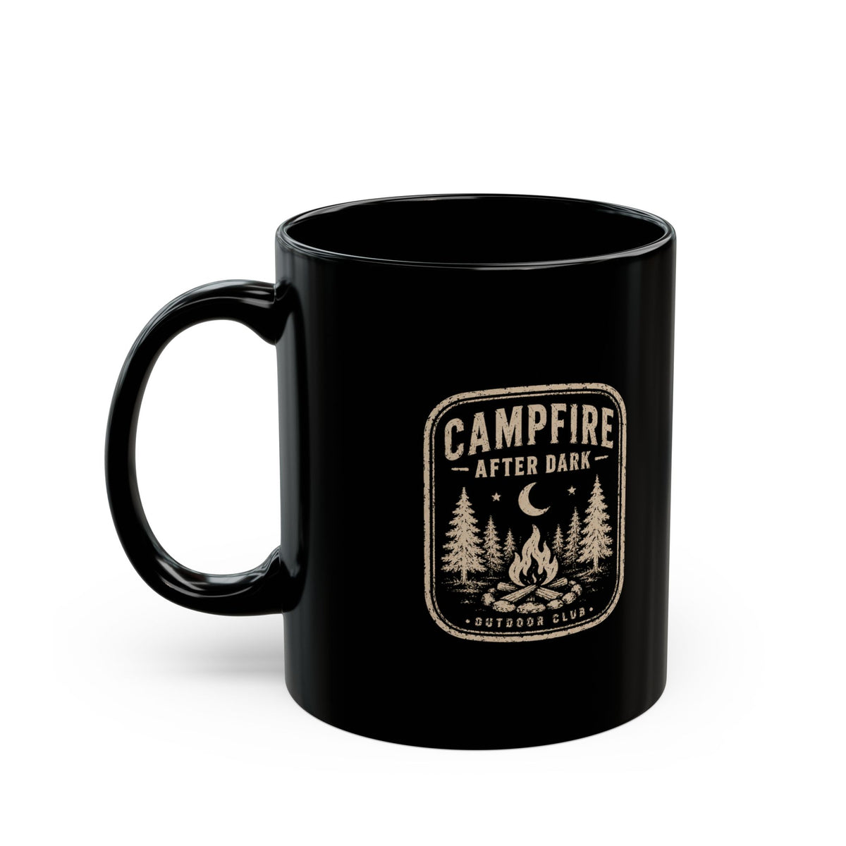 Milo Bailey Dog Dad Mom Campfire After Dark Black Mug – Rustic Camping Coffee Cup