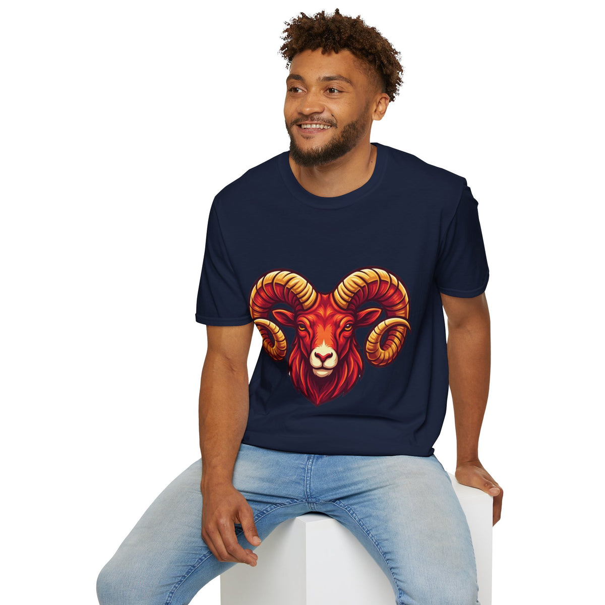 Aries Zodiac Ram Skull T-Shirt — Bold Goat Horn Graphic Tee (Aries/Zodiac)