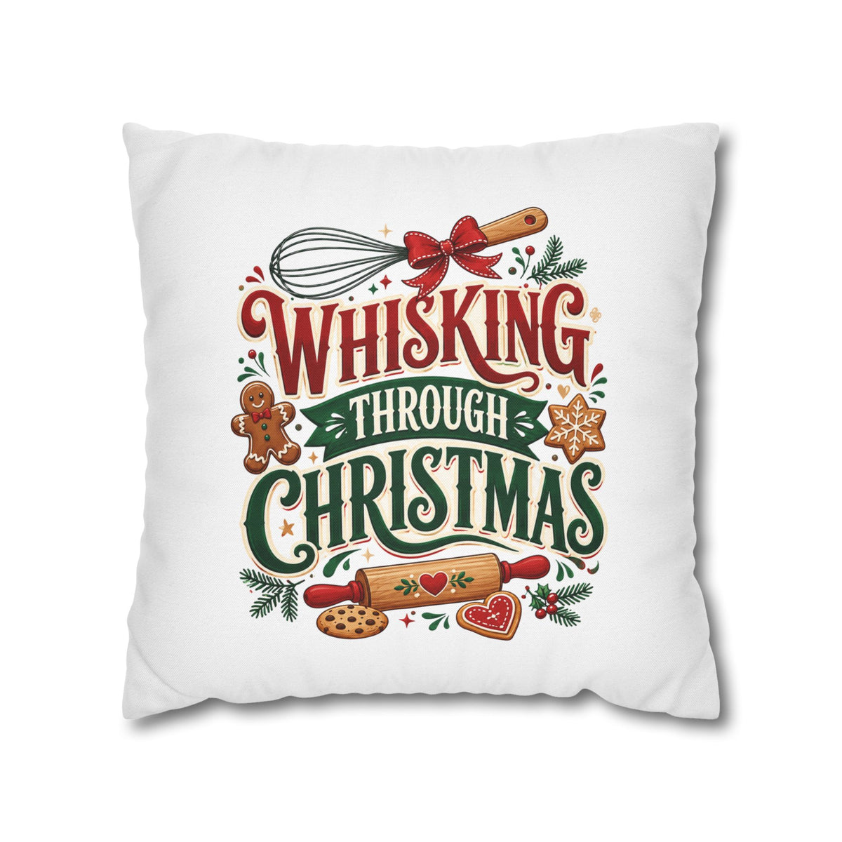Christmas Whisking Through Christmas Spun Polyester Square Pillowcase