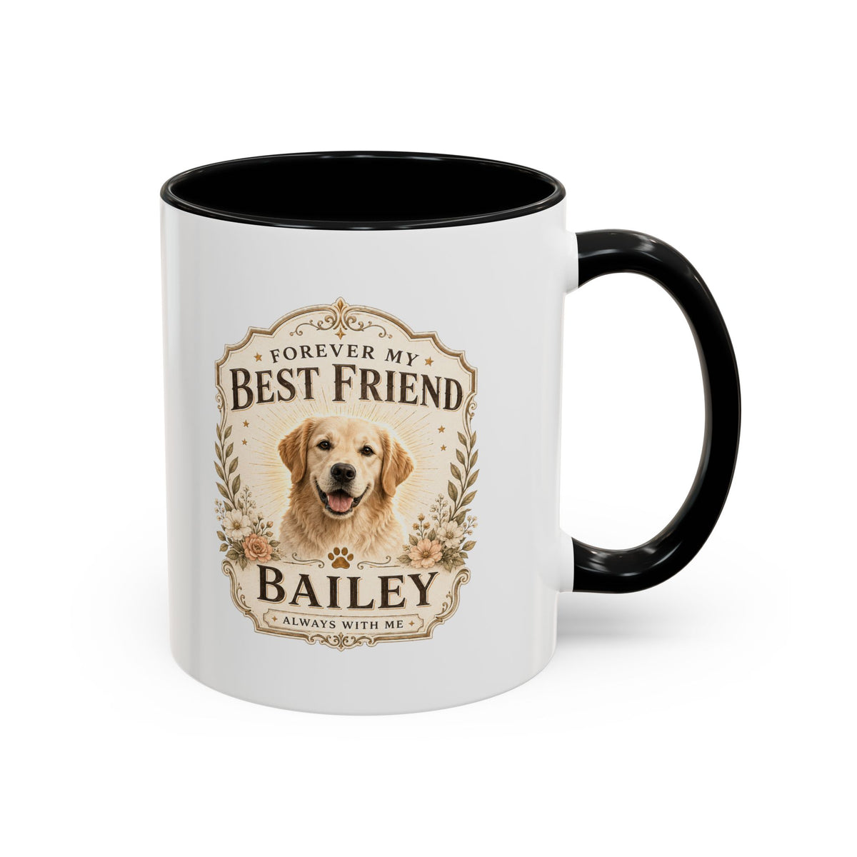 Milo Bailey Dog Dad Mom Forever My Best Friend Dog Coffee Mug — Personalized Pet Name Accent Mug