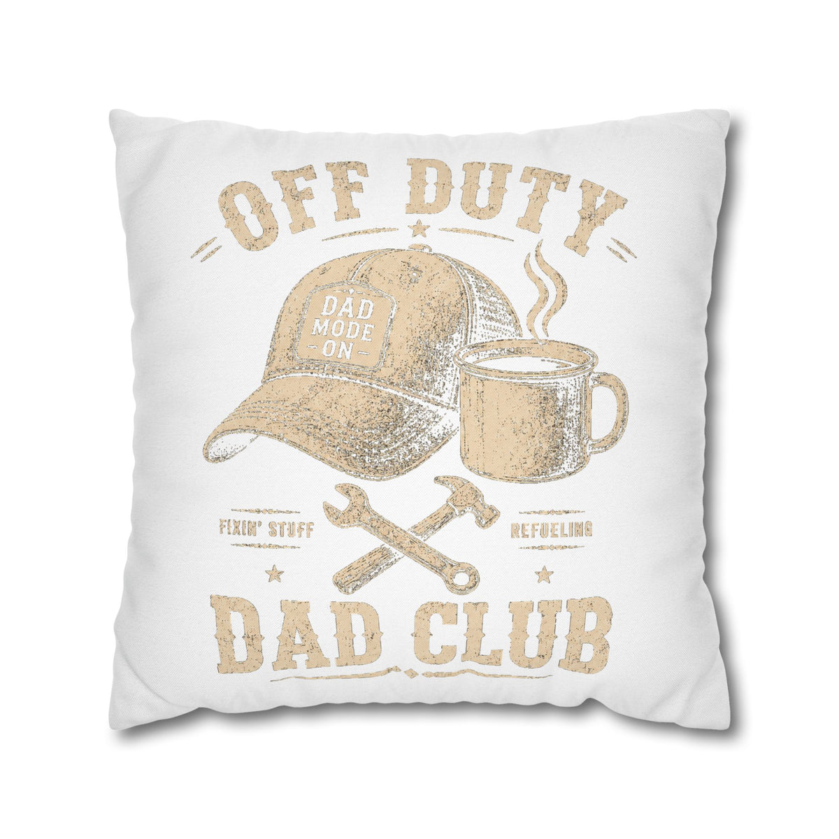 Off Duty Dad Club Throw Pillowcase – Coffee & Tools Accent Pillow Cover Milo Bailey Dog Dad Mom
