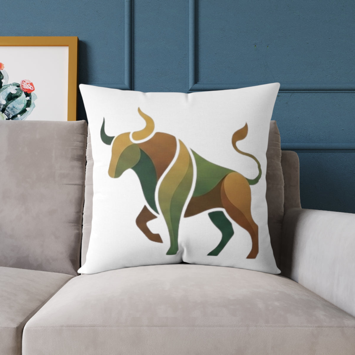 Zodiac Taurus Bull  Astrological Square Poly Canvas Pillow