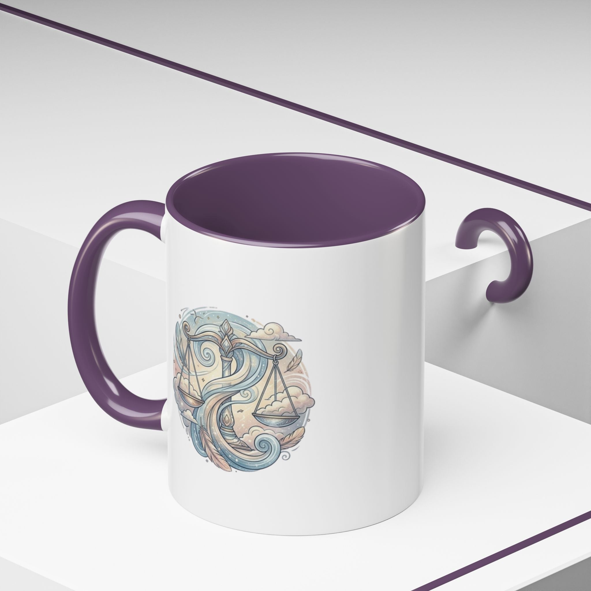 Libra Zodiac Coffee Mug — Balance Scales Astrological Accent Mug