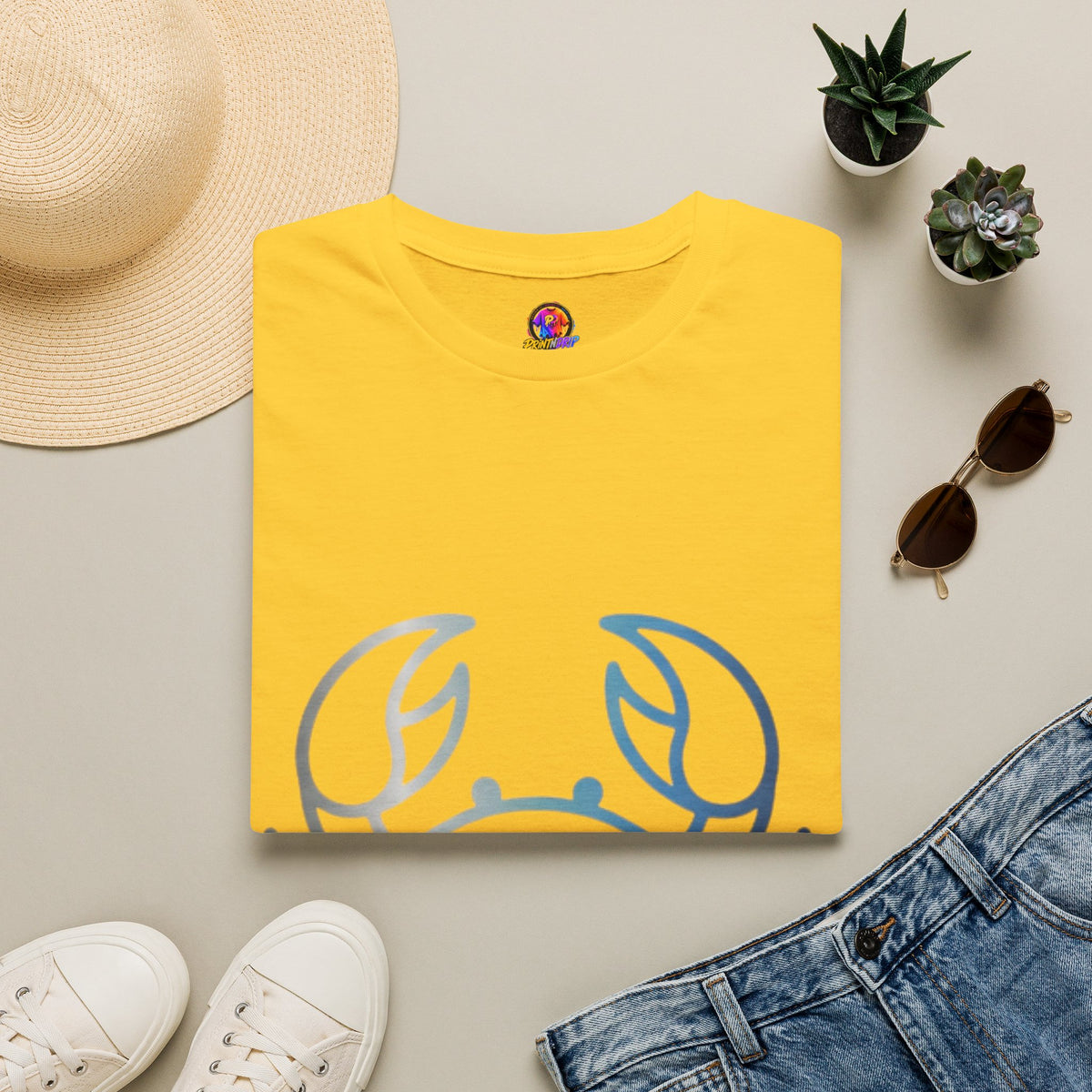 Cancer Zodiac Crab Graphic T-Shirt — Minimal Coastal Zodiac Summer Tee