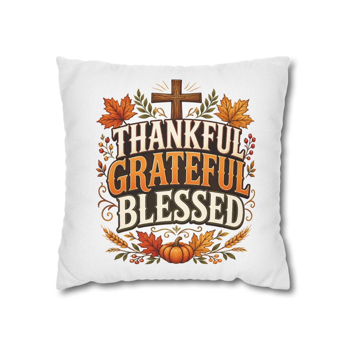 Thanksgiving Thankful Grateful Blessed Fall Pillowcase