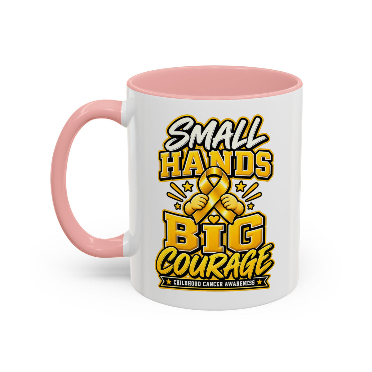 Coffee Mug - "Small Hands Big Courage" Childhood Cancer Awareness Accent Mug