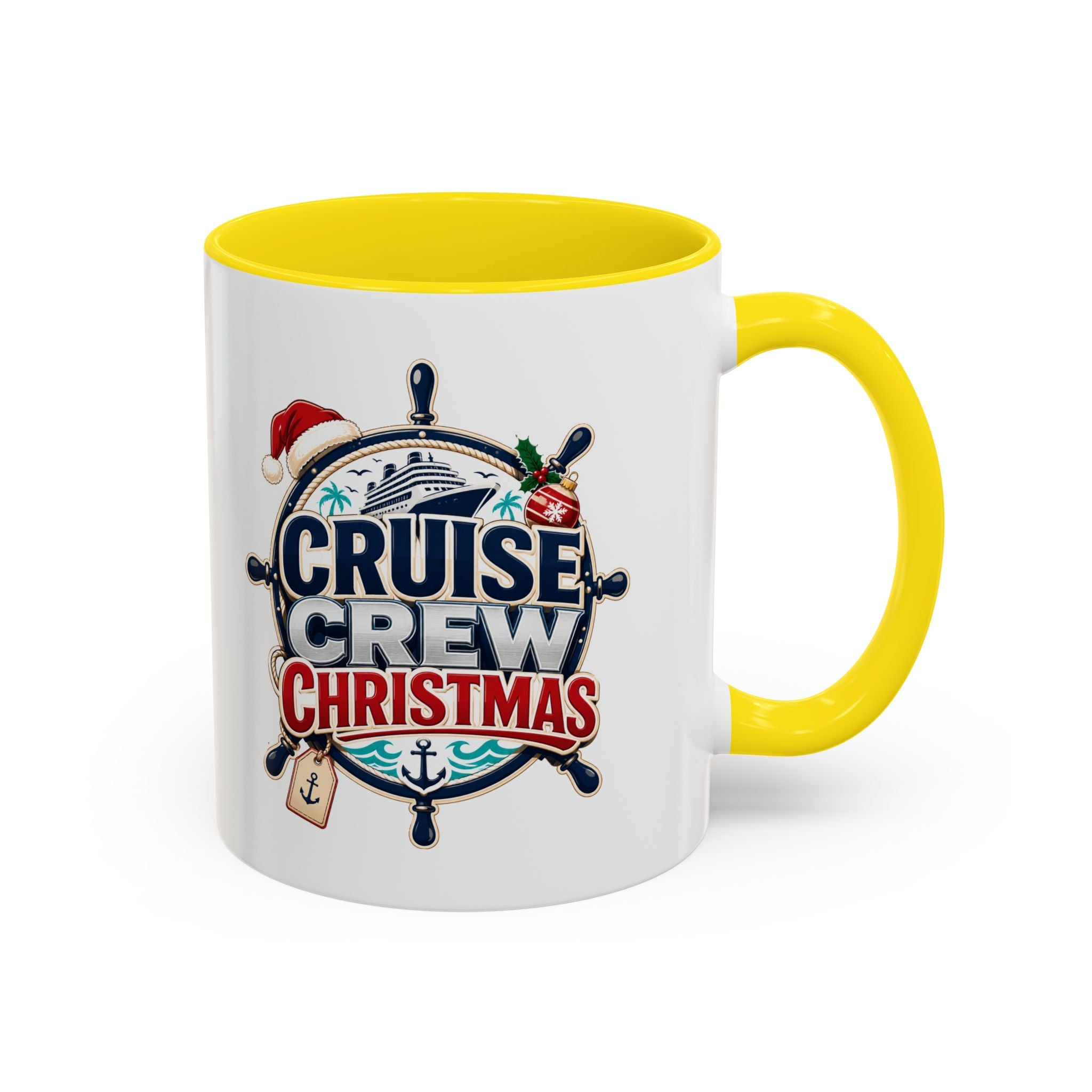 Modern Day Christmas  Cruise Crew Accent Coffee Mug - Holiday Nautical Travel Gift (11/15oz)