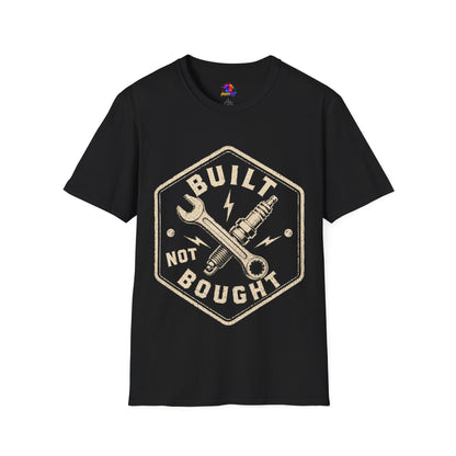 Built Not Bought T-Shirt — Vintage Mechanic Wrench & Spark Plug Tee