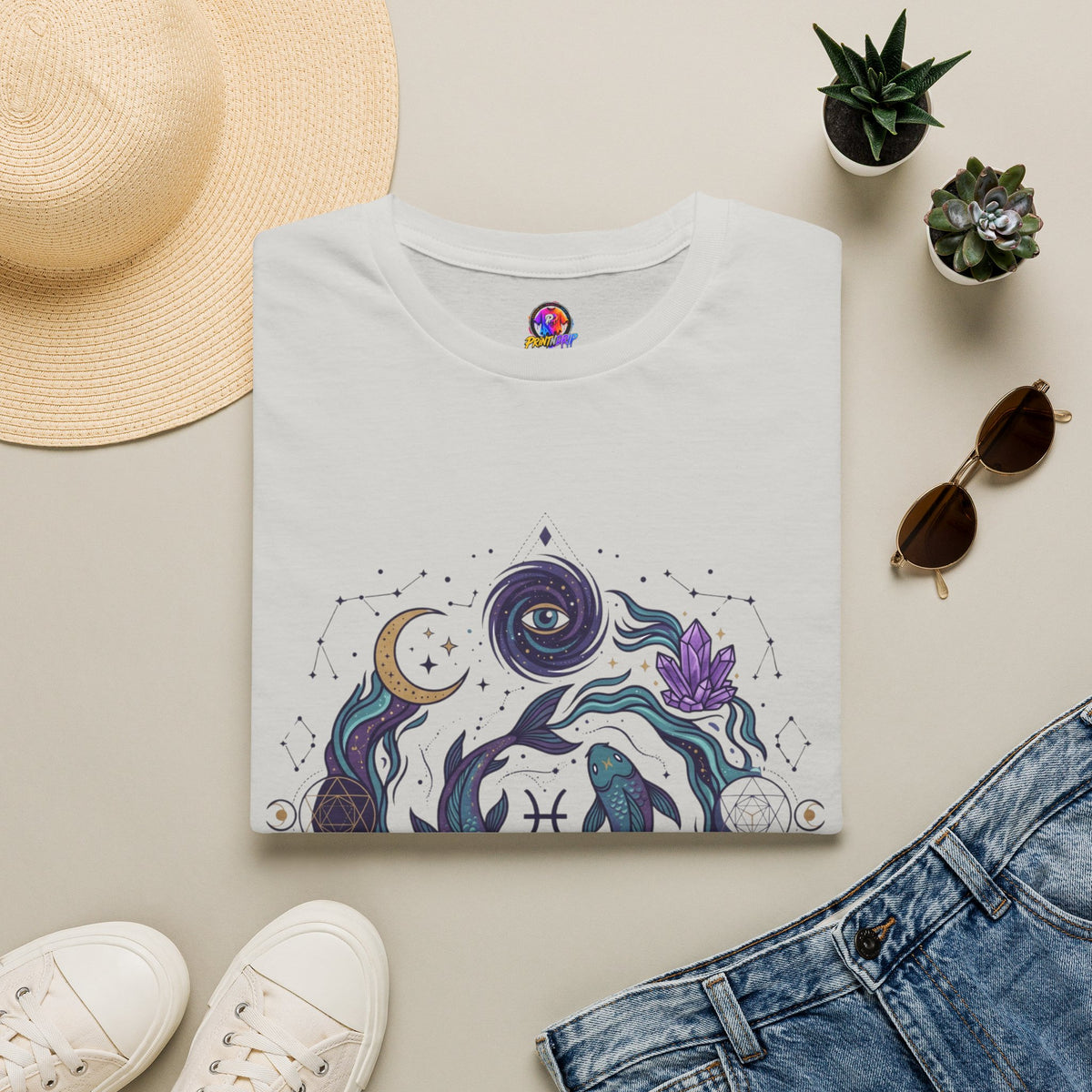 Pisces Mystic Vibes T-Shirt — Astrology Zodiac Tee with 'My vibe is mystical'
