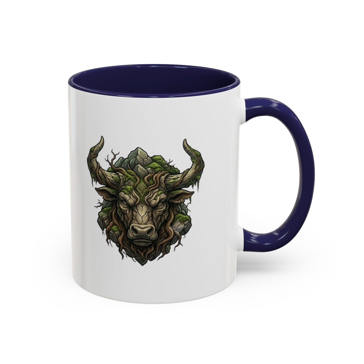 Taurus Bull Nature Coffee Mug — Rustic Green Bull Head Accent Mug