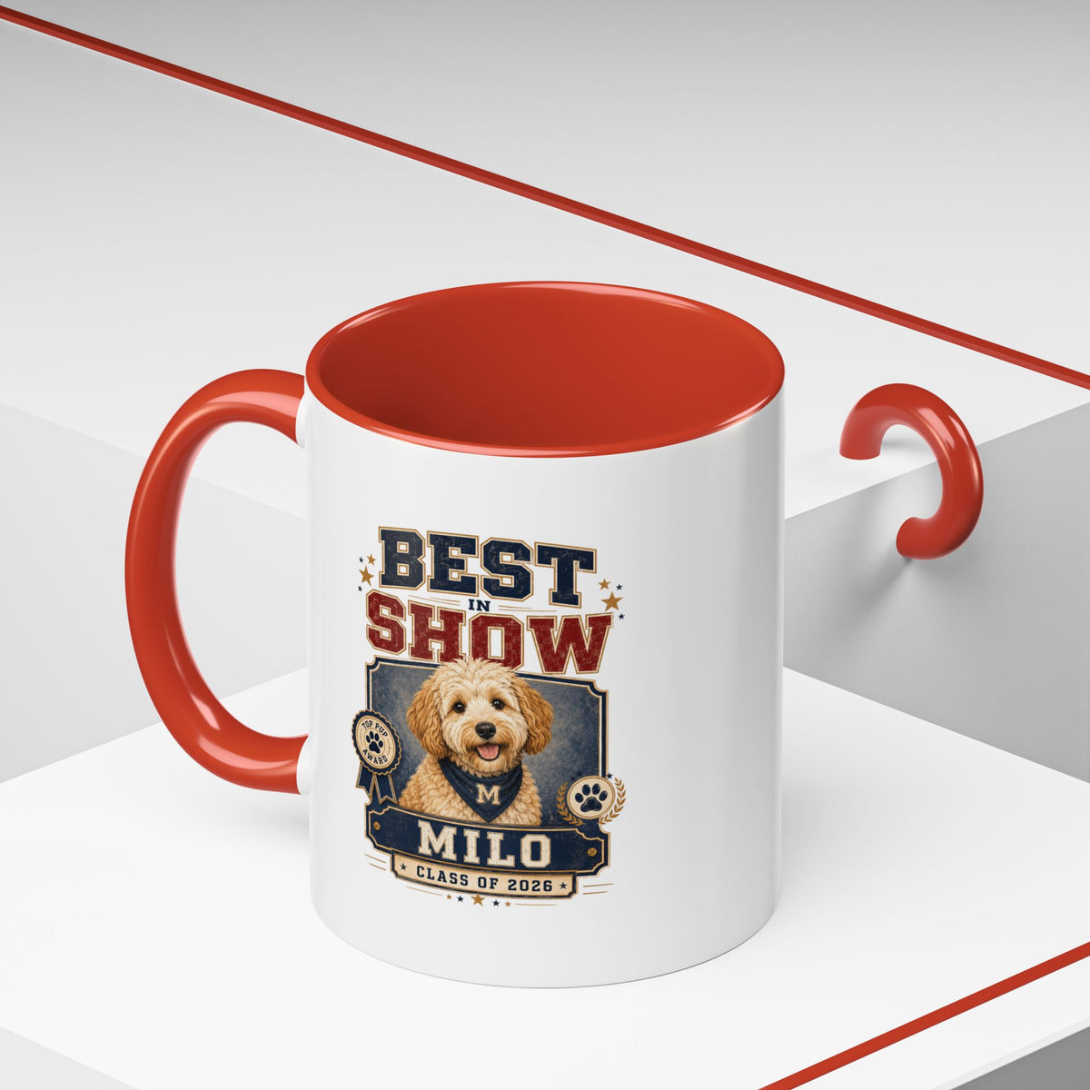 Milo Bailey Dog Dad Mom Best in Show Personalized Dog Photo Coffee Mug — Custom Name & Year