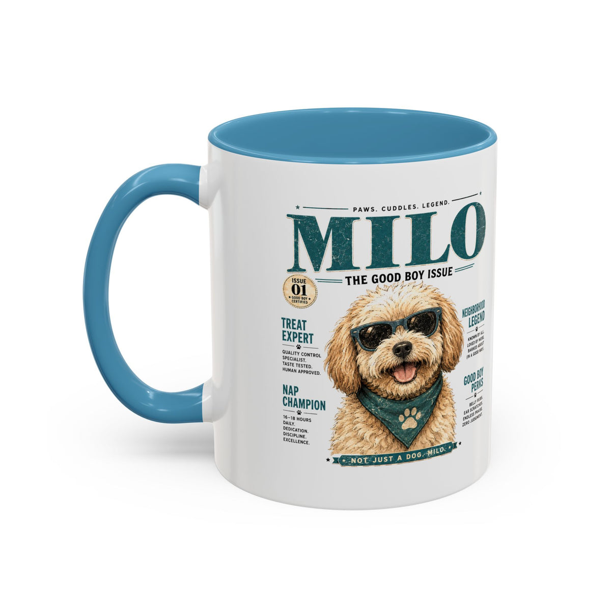 Milo Bailey Dog Dad Mom Milo Magazine-Style Accent Coffee Mug — Cute Dog Portrait