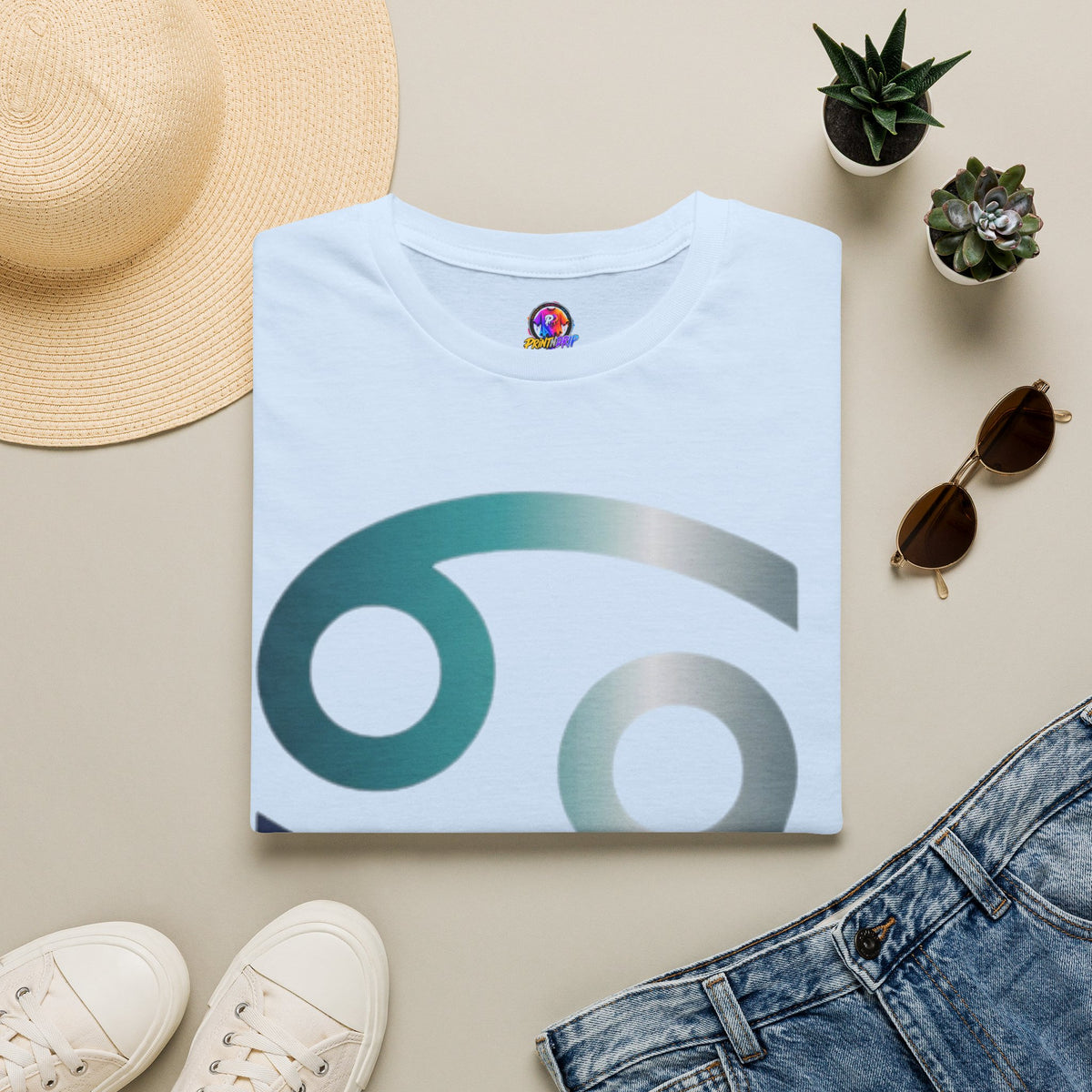 Cancer Zodiac T‑Shirt — Dripping Gradient Astrology Tee (Cancer Symbol)