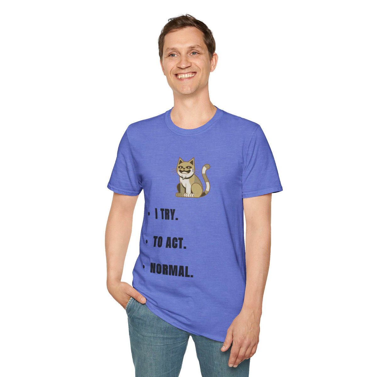 I Try Cat T-Shirt — Cute Cat Illustration Tee with "I Try." Text - Trending Now - September 2026