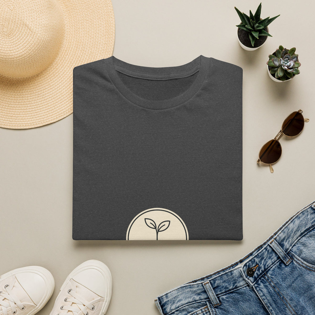 "Sprout Supporter" Retro Circular Emblem Tee - Cute Minimalist Houseplant Plant Parent White T-Shirt - Trending Now - September 2026