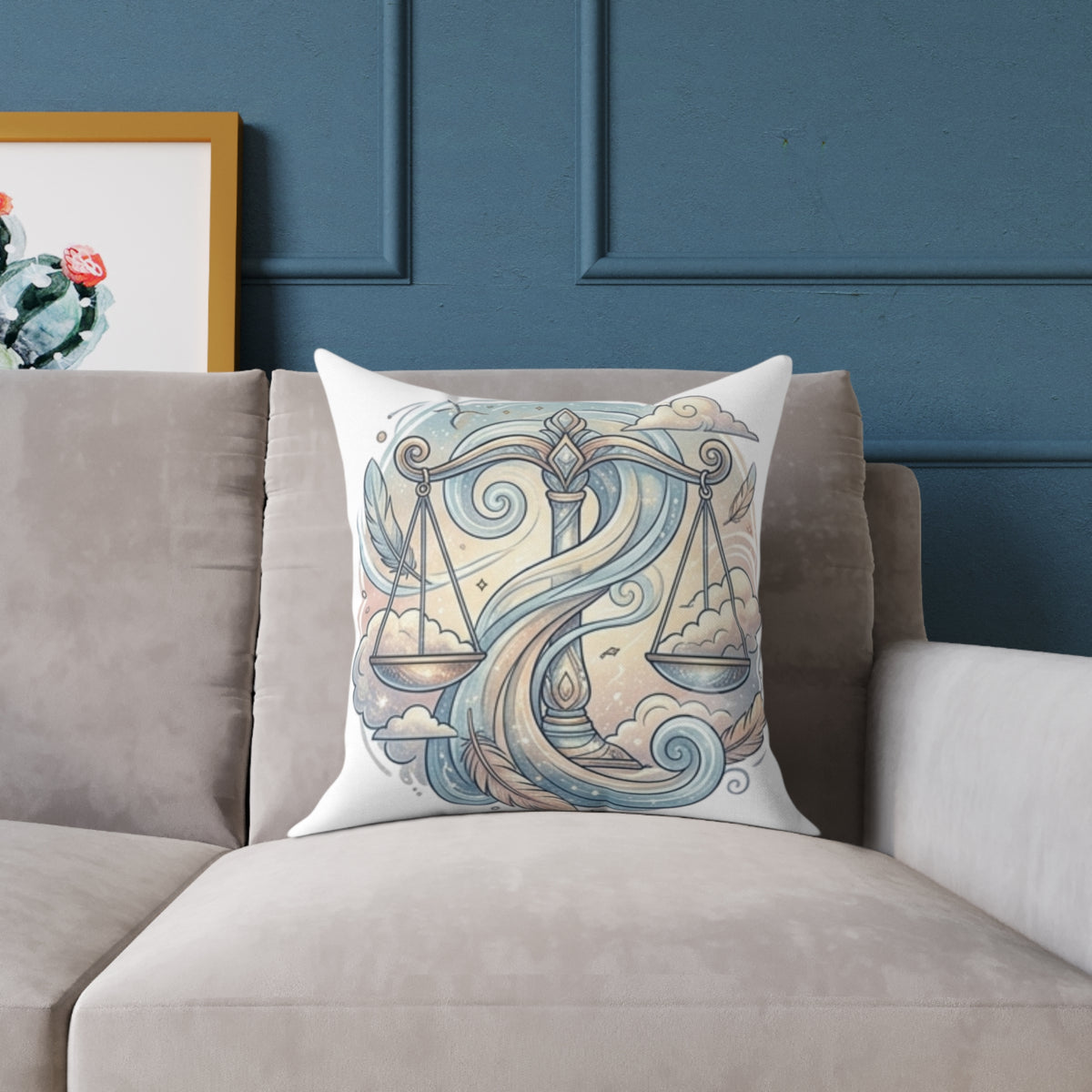 Libra Balance Zodiac Square Poly Canvas Pillow