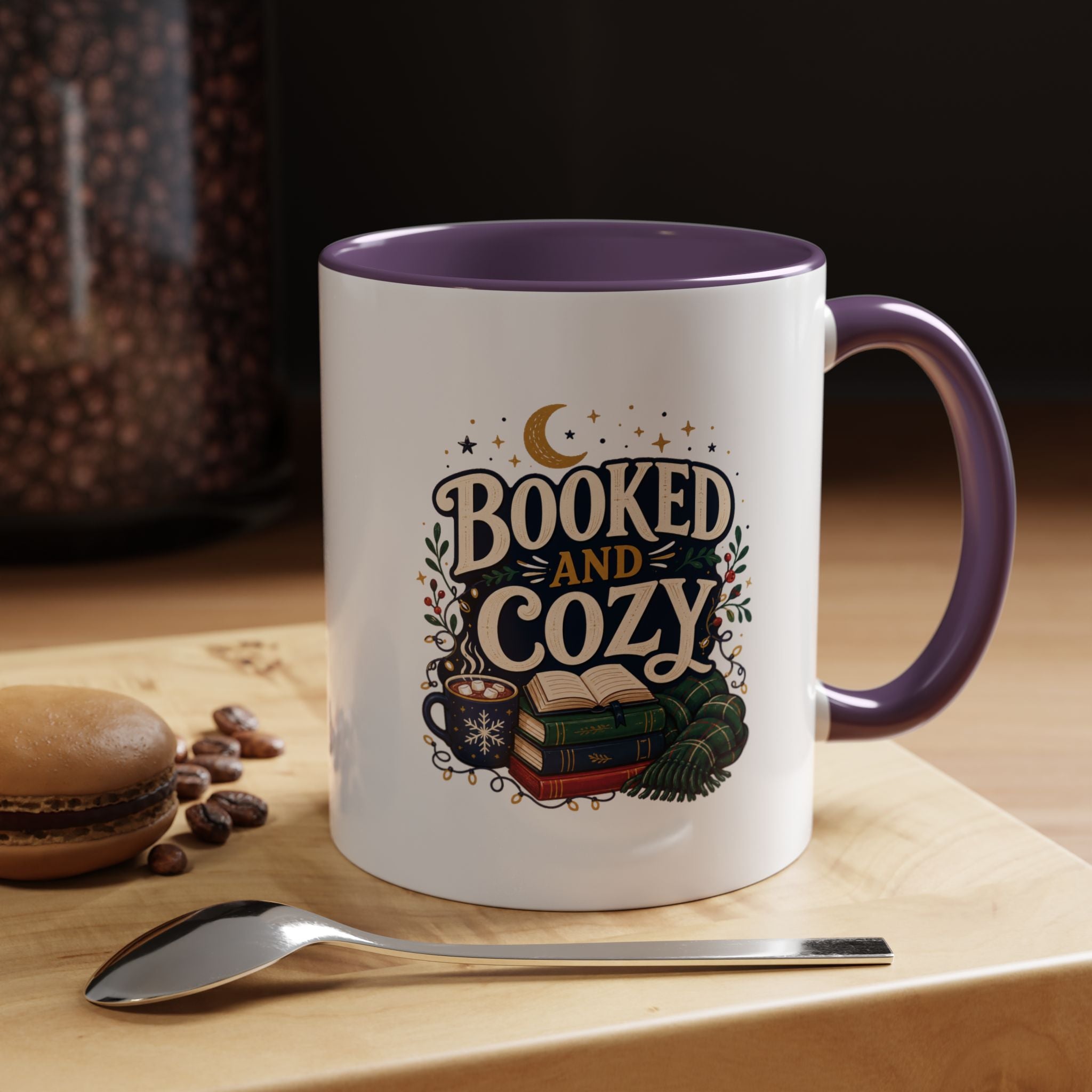 Modern Day Christmas Booked and Cozy Accent Coffee Mug — Book Lover Tea & Coffee Cup (11/15oz)