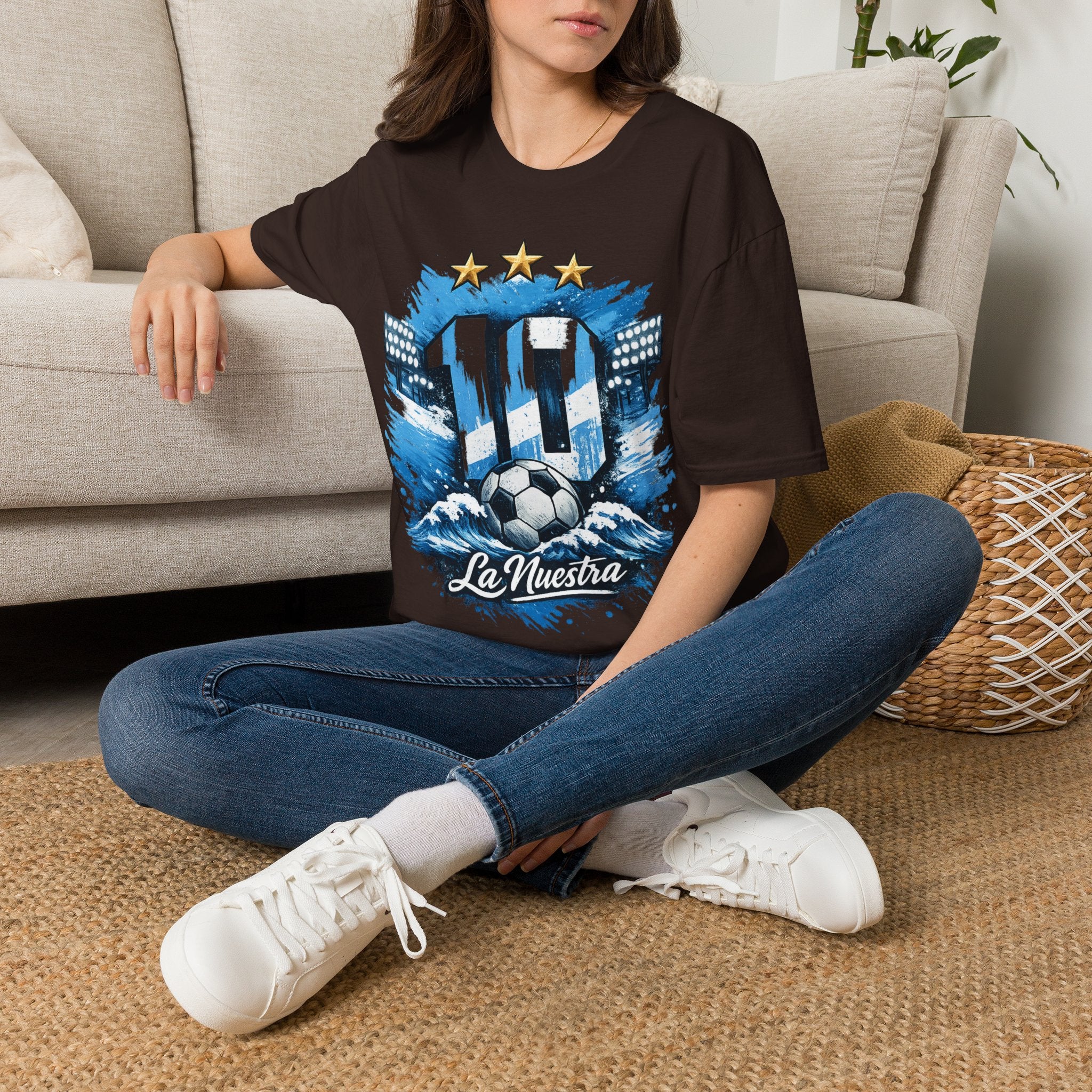 Argentina Soccer Fan T-Shirt — 'La Nuestra' #10 Jersey Design