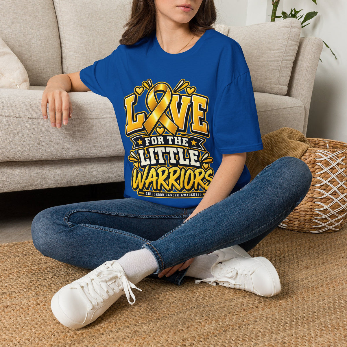 Childhood Cancer Awareness T-Shirt — "Love for the Little Warriors" Yellow Ribbon