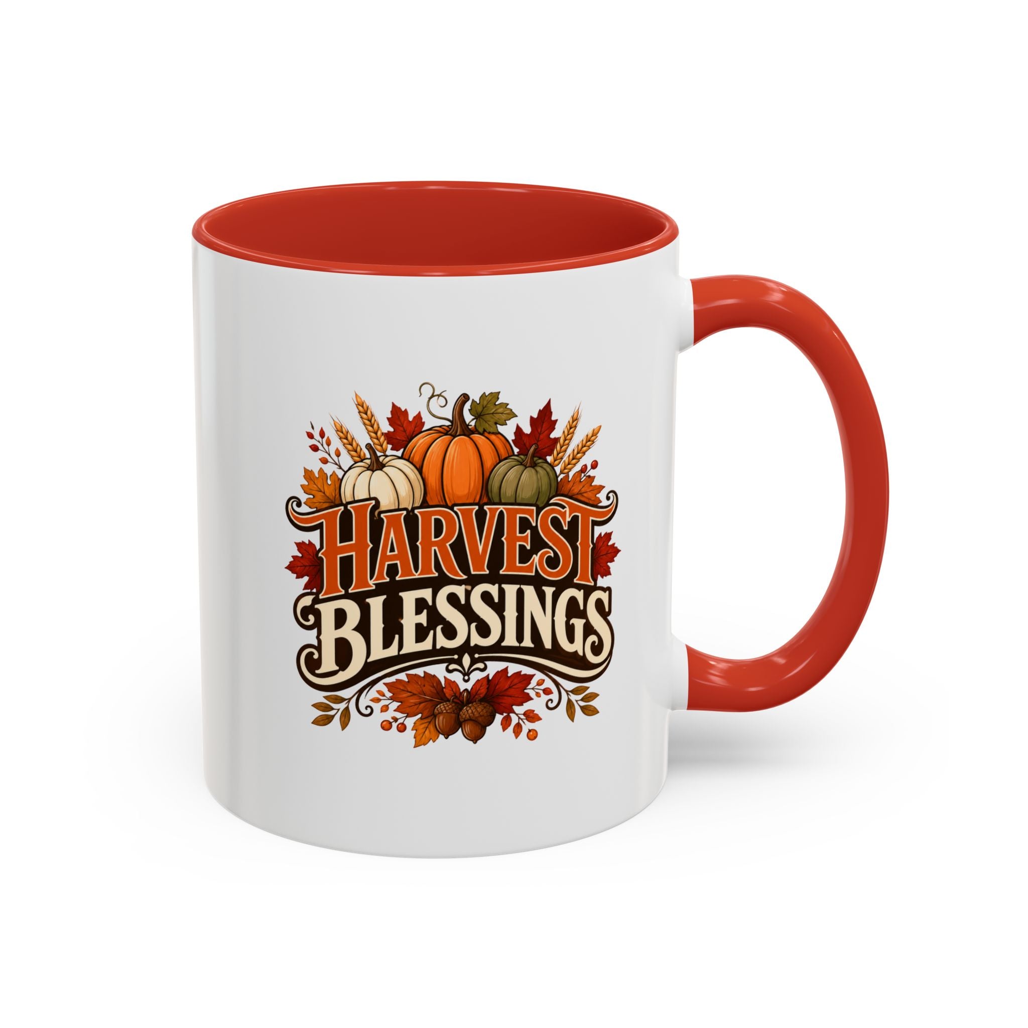 Thanksgiving Mug Harvest Blessings Coffee Mug — Thanksgiving Pumpkin Accent Mug