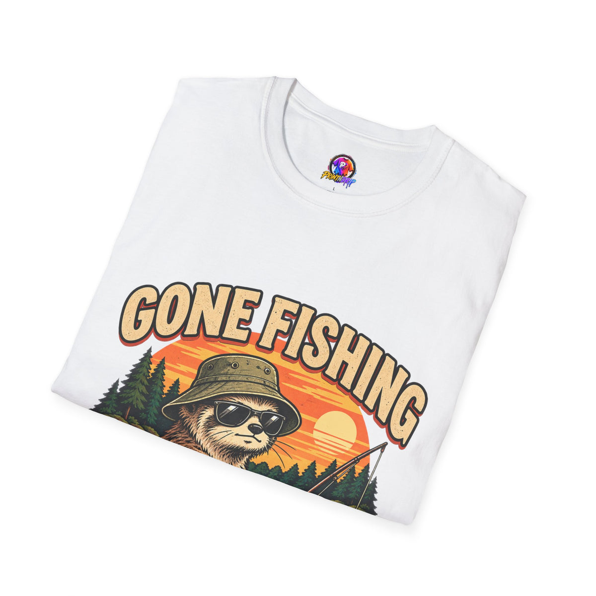 Funny And Witty T-Shirt — “Gone Fishing, Avoiding Feelings” Sloth Fishing Graphic Tee