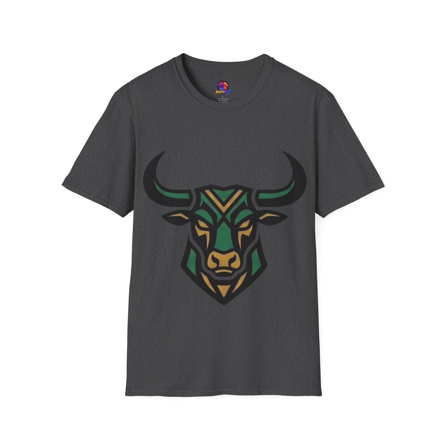 Bull Head Graphic T-Shirt — Tribal Geometric Rodeo Tee