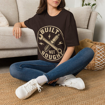 Built Not Bought T-Shirt — Vintage Mechanic Wrench & Spark Plug Design