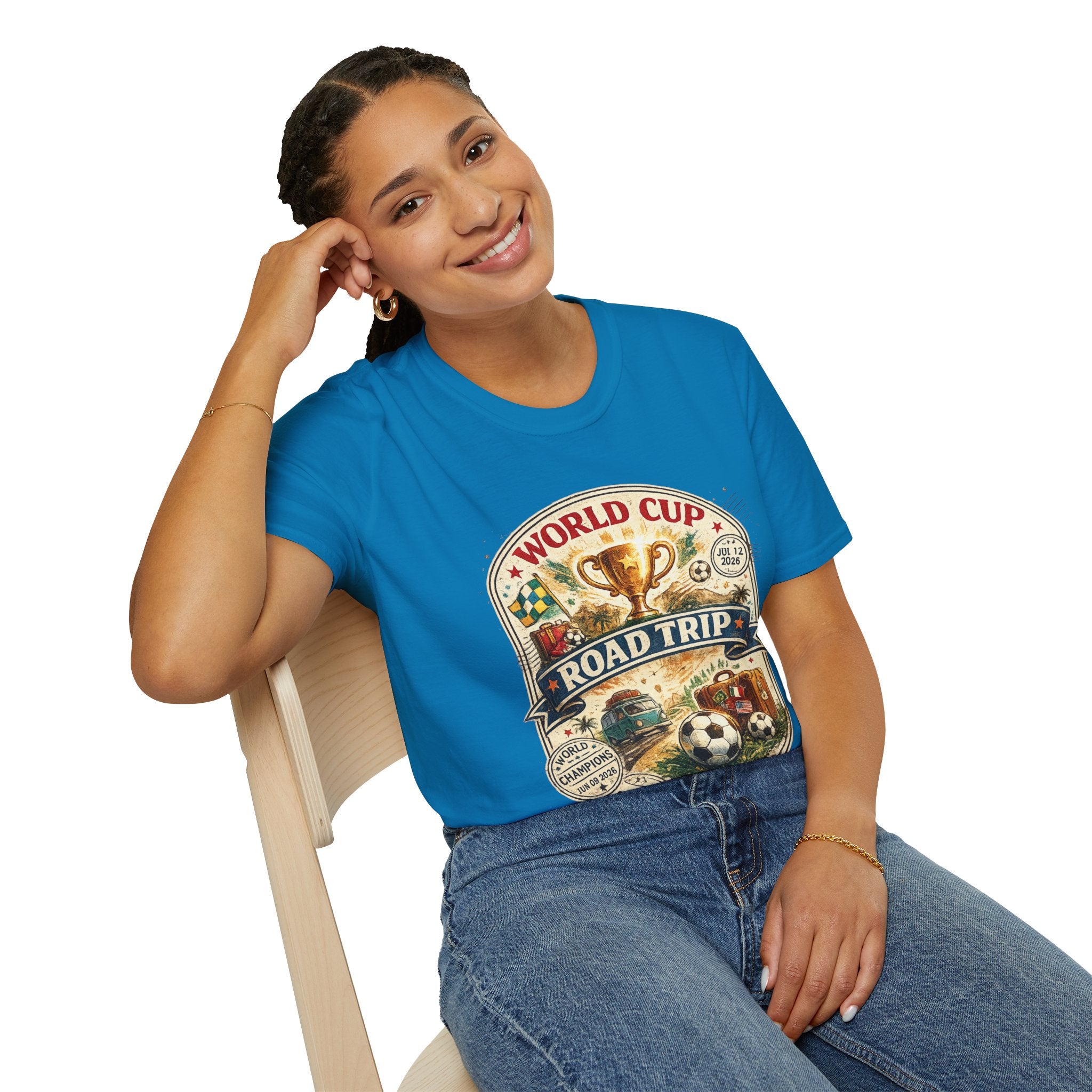 World Cup Road Trip T-Shirt — Vintage Soccer Trophy Design