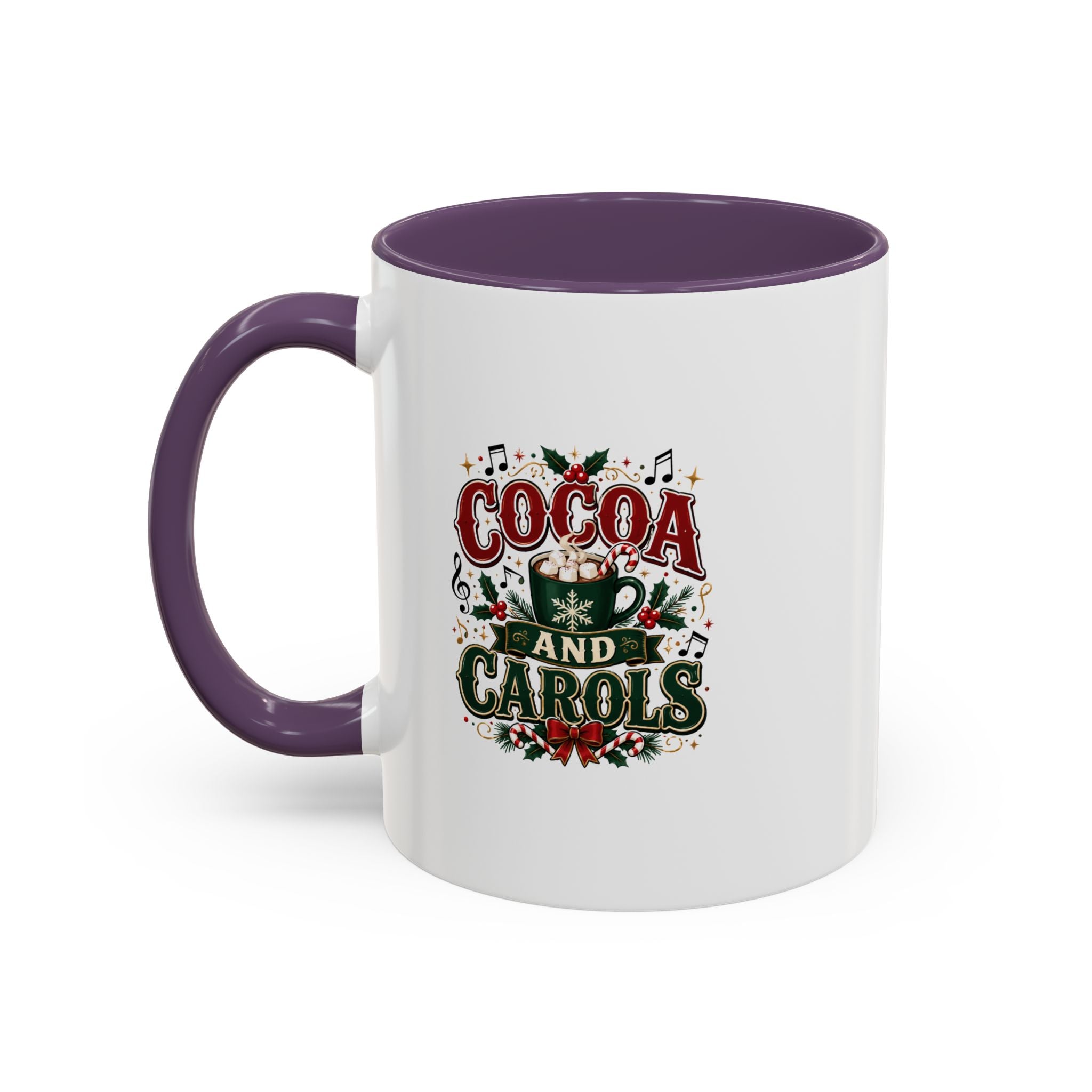 Cocoa and Carols Accent Coffee Mug — Holiday Christmas Cocoa Mug