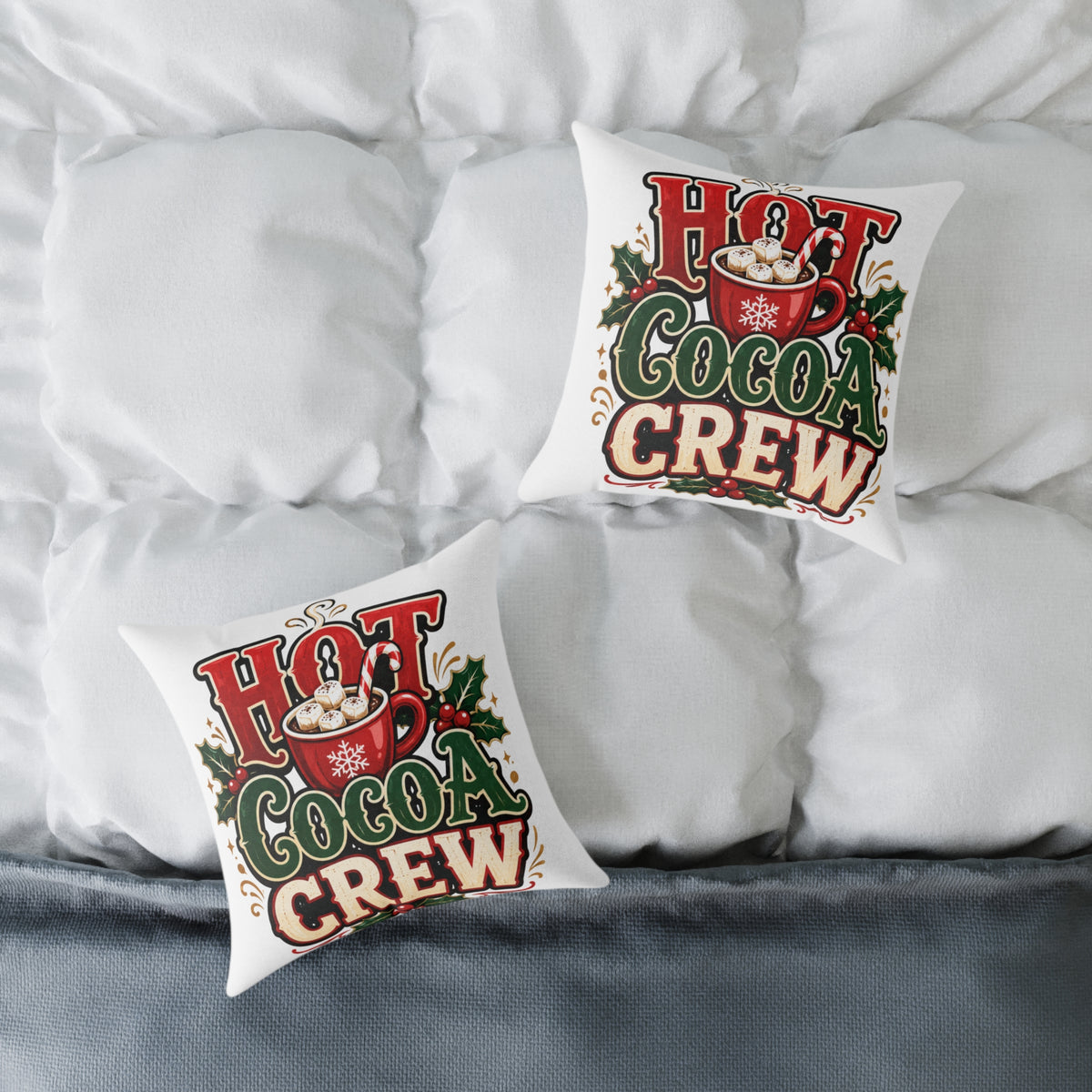 Christmas Hot Cocoa Crew Throw Pillow — Christmas Holiday Decorative Cushion