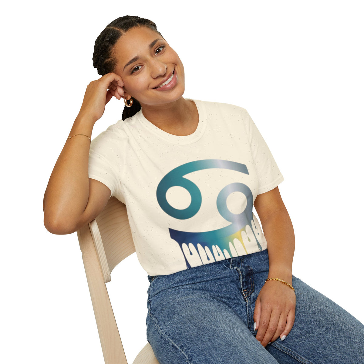 Cancer Zodiac T‑Shirt — Dripping Gradient Astrology Tee (Cancer Symbol)
