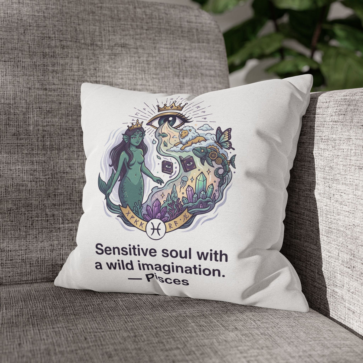 Pisces Zodiac Pillowcase — "Sensitive soul with a wild imagination" Decorative Throw Pillow Cover