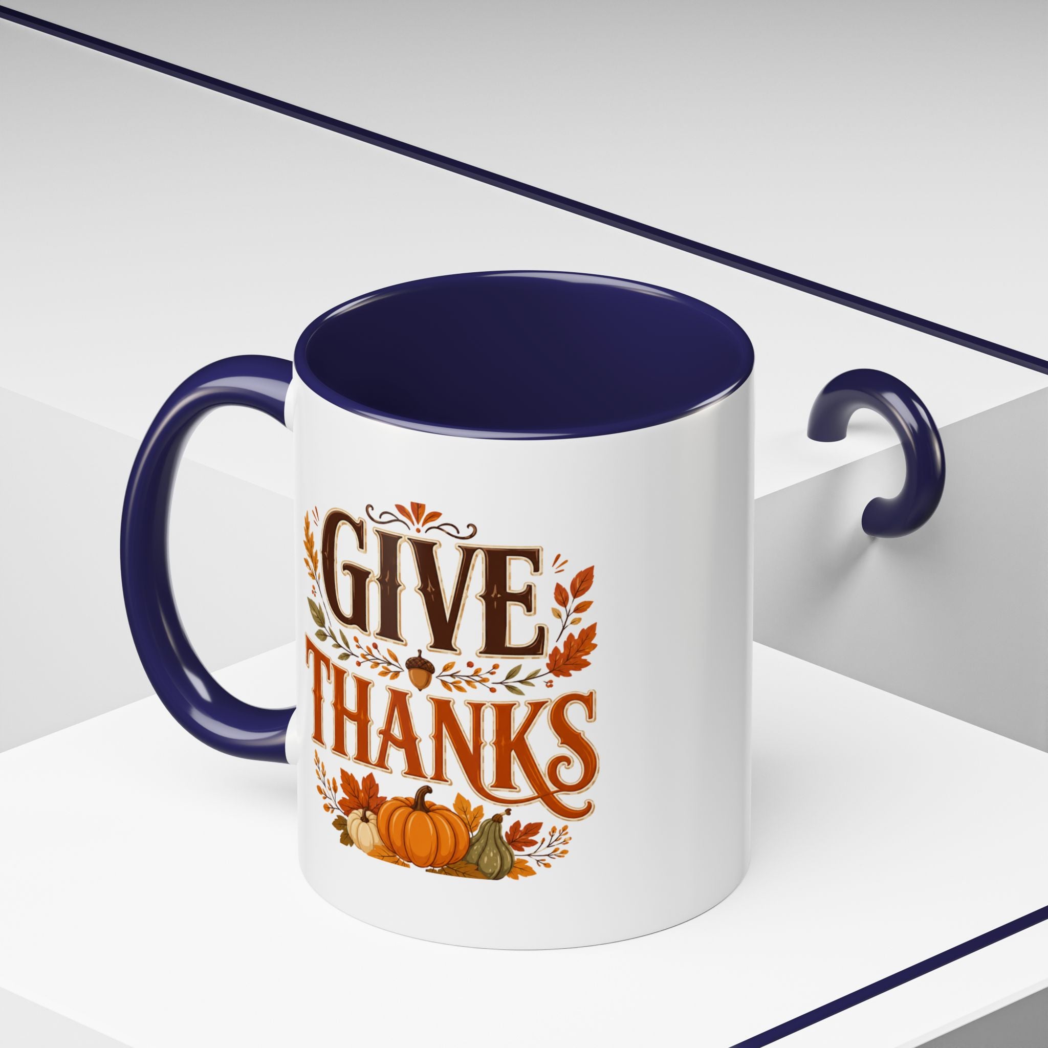 Thanksgiving Mug Give Thanks Coffee Mug — Thanksgiving Fall Accent Mug