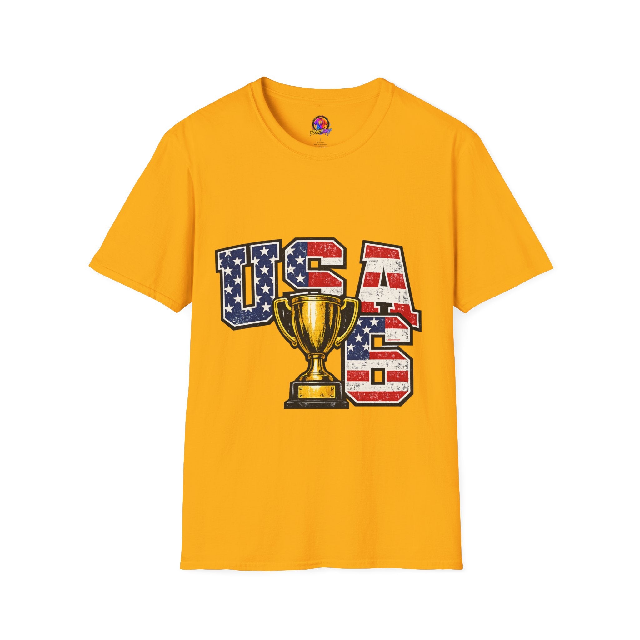 USA Trophy T-Shirt — Patriotic American Flag Graphic Tee